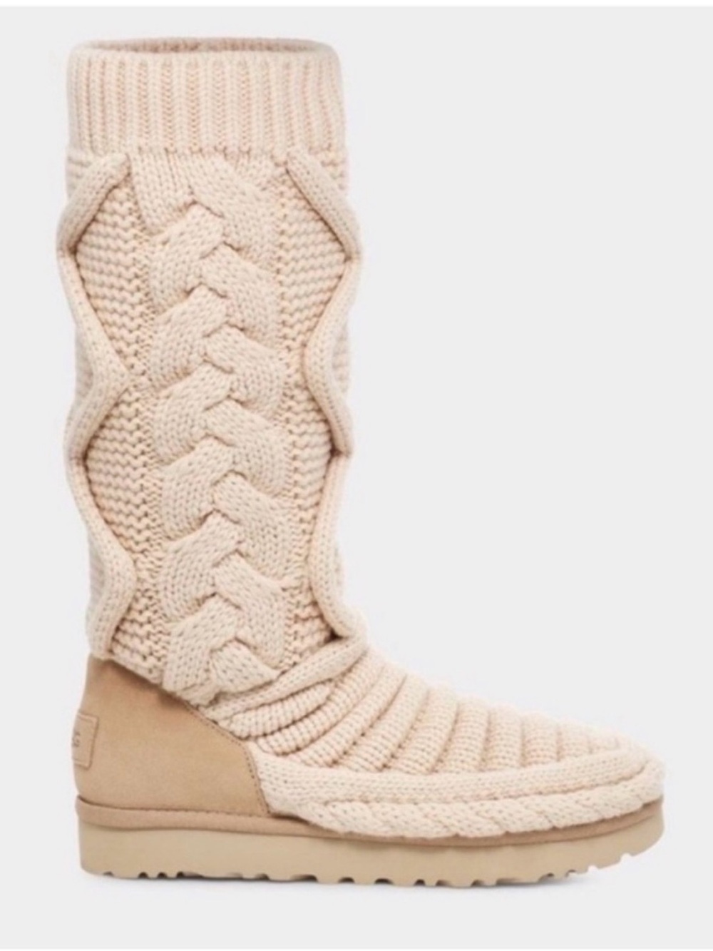 UGG Cable-Knit Tall Boot 
Cream and Tan 
Size 7M NWOT
